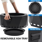 Smokeless Firepit Outdoor-25 Inch Large Smokeless Fire Pits for Outside with Handles, Portable Low Smoke Metal Wood Stove for Camping, Patio, Backyard, Garden, Picnic-XL