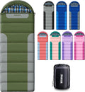 Cotton Flannel Lined Sleeping Bag for Adults Teens Kids, Cold Weather &Warm, 3 Seasons, Lightweight Compact Camping Essentials Equipment, Hiking, Outdoor, Travel