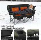 SHIJING Heated Double Camping Chair for Adults with 3 Heating Levels, 661lbs Weight Capacity, Portable Folding Heated Chair for Outdoor, Beach, RV, Picnic & Lawn (Battery Not Included)