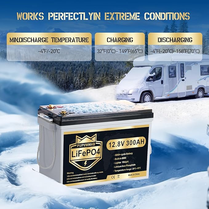 12V 300Ah LiFePO4 Lithium Battery, Bluetooth LifePO4 Battery, Upgraded 200A BMS, 3840Wh Rechargeable Lithium Battery with Low Temp Cut off, Perfect for RV Solar Marine Solar Panel Camping