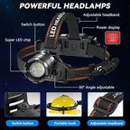 KYEKIO 3Pack Rechargeable Headlamps for Adults, 3000 Super Bright Head Lamps LED Rechargeable, 4Mode Head Lights for Forehead Hard Hat, Adjustable Focus 90°Headlight, Waterproof LED Headlamp Camping