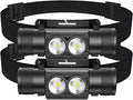 Headlamp Rechargeable 2600mAh Hard Hat Light,1000LM Forehead LED Flashlight Lightweight, Heavy-Duty, IPX4 Waterproof for Camping, Running, Work, Hiking, Fishing(2pcs)