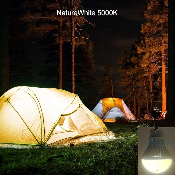 2-Pack Onite USB LED Light Bulb, Emergency Backup Lighting for Camping, Garage, Power Outage Preparedness, for Portable Power Station & Solar Panel, Outdoor Lantern, Warm White