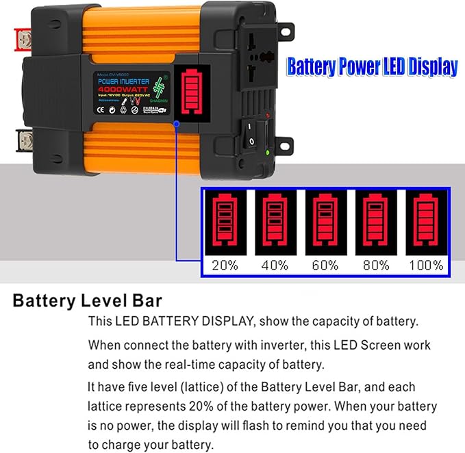 Solar Panel Kit, Complete 4000W/6000W Solar Inverter System Kit, 12V50A Solar Charge Controller with LED Power Display and 2 USB Ports ，100W Waterproof Folding Solar Panel,1× Hanging Ornament(6000w)