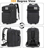 Tactical Backpack 45L Army Military Rucksack, Water Resistant MOLLE EDC Pack, Large 3 Day Bug Out Bag for Men & Women, Durable Outdoor Gear for Hiking, Camping, Hunting, Fishing,Travel (Black)