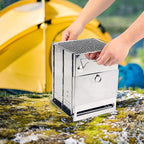 REDCAMP Wood Portable Burning Folding Camp Stove Stainless Steel Grid, Collapsible Backpacking Stove Survival Rocket Stove for Hiking Outdoor Tent Camping Picnic BBQ, Large