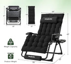 Amopatio Oversized Zero Gravity Chair, 29''W Reclining Camping Lounge Chair Upgraded Lock and Footrest, Cup Holder, Removable Cushion & Headrest Folding Patio Recliner for Indoor Outdoor