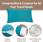 Travel Size Pillow Camping Pillow, Compressible Memory Foam Pillow, Breathable and Soft for Travel Airplane Car Hiking Outdoor