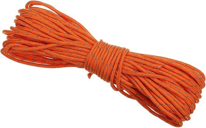 PATIKIL 65 Feet Reflective Guyline Camping Paracord, 3mm Tent Cord Guyline Rope Nylon Paracord Rope for Camping Tent Tarp Hiking, Orange (20M)