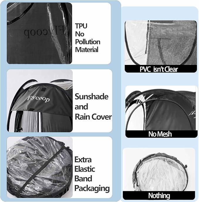Sports Tent: Flycoop Portable Weather Pop Up Pod 1 Person to Provide Shelter from Wind Rain and Cold Weather Shelter for Outdoor Activities, Sports Events, Camping and Hiking