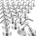 30Pcs Super Strong Magnetic Hooks, 25lbs Magnetic Hook Heavy Duty for Hanging, Rare Earth Neodymium Magnet Hooks, for Cruise Ship Camping Grill Kitchen Fridge Garage Wall