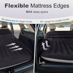 SUV Air Mattress, Double-Sided Thick Flocked Car Air Mattress with Built-in Pump & Pillow, Complete Sleeping Accessories for Auto Camping & Road Trips（Blue Black）