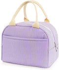 Lunch Bag For Women, Cooler Insulated Lunch Box For Travel Work Picnic College School Adult Large Capacity Lunch Bags, Purple Stripe