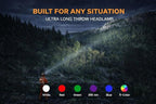 Long Range Rechargeable Headlamp, 5-Color-in-1, Zoomable Hunting Headlamp for Coyotes Hog Predators, Blood Tracking Light, Head Lamp Light for Search Rescue Outdoor Use Emergencies Gift