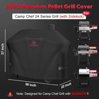 Comnova Pellet Grill Cover for Camp Chef 24 Series with Sidekick - 600D Premium Smoker Cover Waterproof Heavy Duty for Camp Chef Woodwind 24 / Pro 24 with Sidekick Sear or Sidekick Flat Top, and More