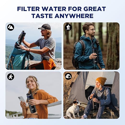 Membrane Solutions Replacement UF & ACF Filter for C3 Filtered Water Bottle, BPA-Free for Camping, Hiking, Backpacking and Travel (UFx1 + ACFx3)