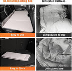 Car Bed Backseat for SUV, Car Camping Bed Platform | Folding Mattress, Eco-Friendly Flocking Portable Travel Platform, No-Inflation Foldable Backseat Mattress, Camping Essentials for Sleeping, Gray