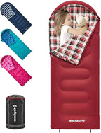 KingCamp 45°F Kids Sleeping Bag, Lightweight Waterproof & Compact Flannel Sleeping Bags Cold Weather & Warm Youth Essentials Gear Accessories for Camping, Fits 10-12 Children up to 4'7"-5'5" Tall