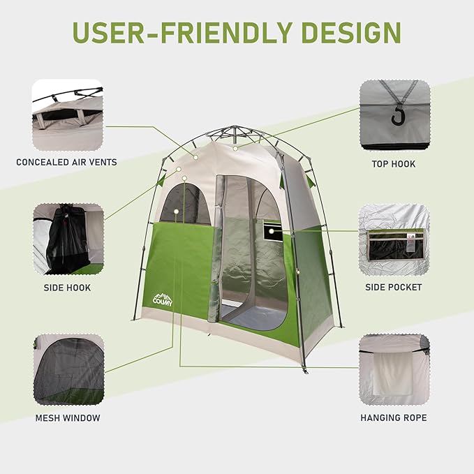Instant Camping Shower Tent, Privacy Shelter, Portable Outdoor Sun Shelter for Camping Beach Hiking Fishing, 1 Room/2 Rooms