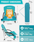 KingCamp Low Beach Chairs, Folding Portable Chair for Adults Lightweight Extra Wide Seat 300lbs Heavy Duty Oversized Backpack, Carry Bag for Camping