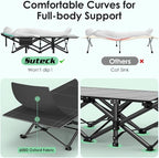 Suteck Camping Cot, Folding Camping Cot Bed for Adults Sleeping 1200D Double Layer Oxford Portable Folding Outdoor Cots for Camping W/Soft Pad Carry Bag for Home Office Nap Beach Travel