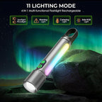 Magnetic Flashlight Rechargeable,2000LM 5000mAh Flashlights High Lumens with 18 Modes,Waterproof, Adjustable,Powerful Flash Light,Multi-Flashlights for Home,Car,Hiking,Camping (1, Silver)