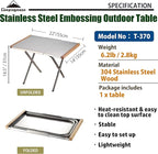 CAMPINGMOON Camping Side Table Heat-Resisting Stainless Steel Embossing Process for Outdoor Table Top Grill T-370
