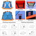 Upgraded 6–12 Person Insulated Ice Fishing Tent with Stove Jack, Dual-Layer 210D Oxford Thermal Shelter, 2 Doors 4 Windows, Pop-Up Ice Shanty for Winter Camping, Outdoor Use Silver-8-12Person