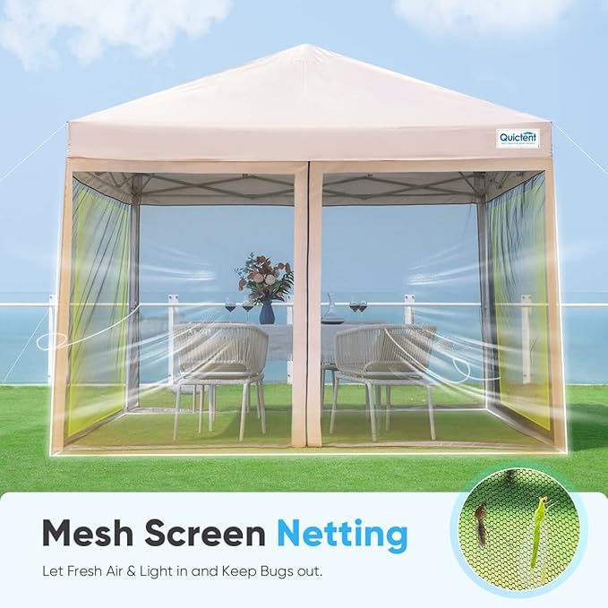 Quictent Pop up Canopy Tent with Mosquito Netting, Easy Set up Screened Gazebo House Room Tent Portable & Waterproof for Patio, Backyard, Camping Or Outdoor Use