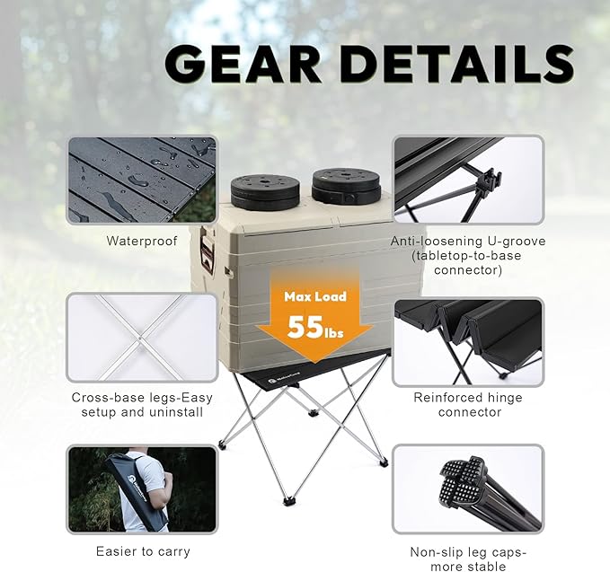 MellowCamp Camping Side Table, Ultralight Aluminum Folding Table, Small Compact Portable Ideal for Camping, Hiking, Beach, Outdoor Cooking, Picnics (Black, Small)