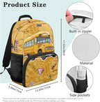 School Bus Backpack and Lunch Box Set Boys Lightweight Kids Backpack Elementary School 4 in 1 Set for Primary Kids Casual Daypack Tote Bags