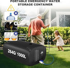 Moongiantgo 264G/1000L Foldable Water Storage Bladder-1000D PVC Portable Emergency Water Storage Container with Valve & Overflow Kit-Soft Water Storage Bag for Emergency Water, RV, Garden, Black