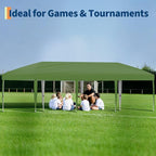 10x30 Pop Up Canopy - Heavy Duty Outdoor Canopy Tent with Portable Roller Bag - 3 Adjustable Height, 4 Weight Bags, 8 Stakes & 6 Guy Ropes Included, Green