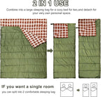 AGEMORE Cotton Flannel Double Sleeping Bag for Camping, Backpacking Or Hiking. Queen Size 2 Person Waterproof Sleeping Bag for Adults Or Teens. Lightweight with Compression Sack