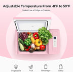 BougeRV Pink 23Quart Portable Refrigerator, 12 Volt Fridge 22L, Portable Freezer Compressor Cooler 12/24V DC 110~240 Volt AC for Truck Van RV Camper -8℉~50℉