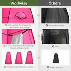 Wolfwise Pop Up Shower Tent, Portable Instant Changing Tent with Ventilation Window & Carry Bag, Privacy Bathroom Toilet for Beach, Camping & Outdoor, Width 47 ", Height 75 ", Rose Red