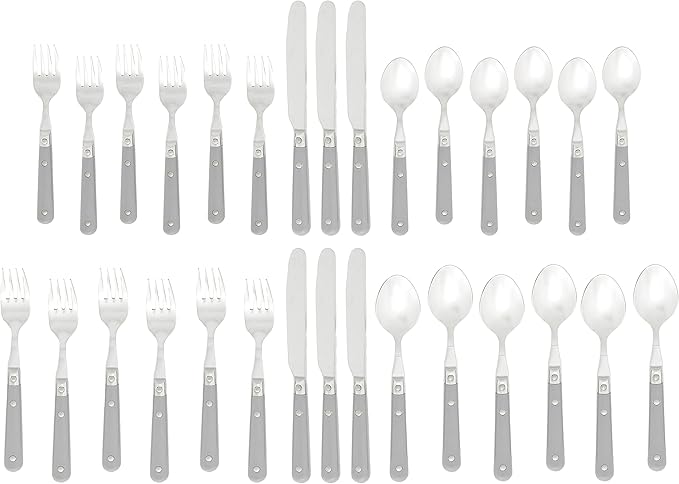 Ginkgo International Le Prix Stainless Steel Dishwasher-safe 30piece flatware set, Service for 6, Grey (22719)