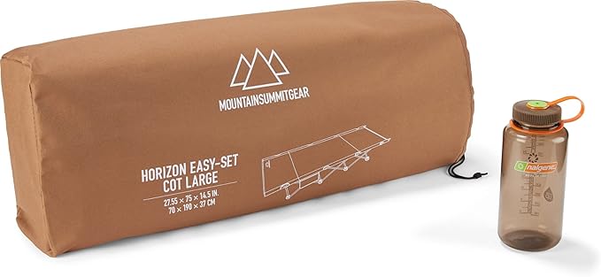 MOUNTAIN SUMMIT GEAR Horizon Cot, Foldable Camping Cot for Children & Adults, Durable Sleeping Pad with Steel Frame That Holds 300 lbs, Folding Bed Includes Side Storage (by Caddis Sports)
