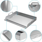 Skyflame Universal Stainless Steel Griddle Flat Top Plate with Even Heating Bracing for BBQ Charcoal/Gas Grills, Camping, Tailgating, and Parties 17" x 13"
