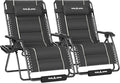 UDPATIO Zero Gravity Chair Oversized Outdoor Anti Gravity Chairs Patio Lounge Folding Adjustable Chair with Cup Holder, Foot Pad & Padded Headrest, Supports 500lbs (2, Grey, 33in)