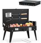 MASTER COOK Portable Charcoal Grill, Foldable BBQ Grill Kit Easy to Carry, 160 SQIN Cooking Area Mini Tabletop Grill for Outdoor Camping, Patio and Picnic, 17.1”*10.8”*2.5”