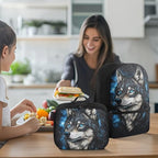 Wolf Bookbag for Men Galaxy Backpack with Lunch Box Large Capacity School Bag for College 17 Inches Book Bag with Adjustable Shoulder Strap for Travel