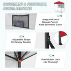 EAGLE PEAK 6x4 Instant Pop Up Canopy Tent with 1 Half Wall Panel, Straight Leg Sun Shelter, Portable Canopy with Carry Bag for Camping, Beach & Sports, Red