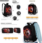 Rnyleeg Personalized Soccer Backpack for Boys Cool Kids Bookbag with Lunchbox Custom Your Name School Bag Set 3 Pcs for Primary School Casual Hiking Packsack