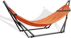 Best Home Fashion Hammock with Collapsible Steel Stand 450 lbs Capacity & Carrying Case, Portable & Adjustable, Perfect for Camping Beach Summer Patio, EZ Daze Foldable Hammock with Stand- Orange
