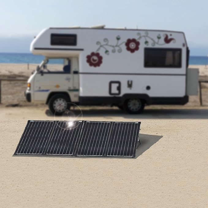 ACOPOWER 200W Portable Solar Panel Kit, Waterproof 20A Charge Controller for 12V Battery and Solar Generator for RV, Camper Trailer& Marine Black