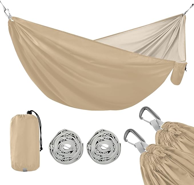Tan Solid Color Camping Hammock Cloth Hammock for Camping Travel Accessories