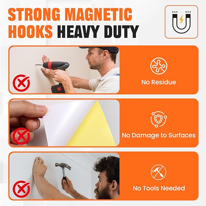 E BAVITE Magnetic Hooks 4 PCS 150lb Magnet Hook Cruise Cabins Essentials Heavy Duty Wreath Hanger Strong Magnets for Classroom Whiteboard Wreath Coat Grill Hanging Garage Cruise Ship Camping (Black)