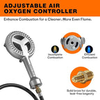 Veralune High Pressure Cast-Iron Propane Burner Head, Round Burner Head with 20 PSIG Adjustable Regulator, Hose & Brass Fittings for Turkey Fryer Burners, Outdoor Cooking, Camping