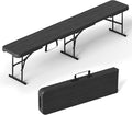 6 Foot Folding Bench, Portable Plastic Folding Bench Seat, Foldable Seat for Indoor Outdoor Picnic Camping Dining, Soccer Garden Multipurpose Entertaining Activities, White (Black, 1 Pack)